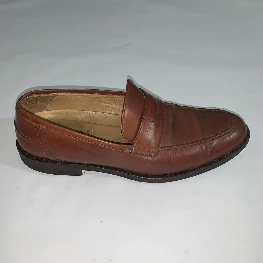Johnston & Murphy Shoes Mens Size 9.5 Brown Leather Penny Loafers Dress Comfort